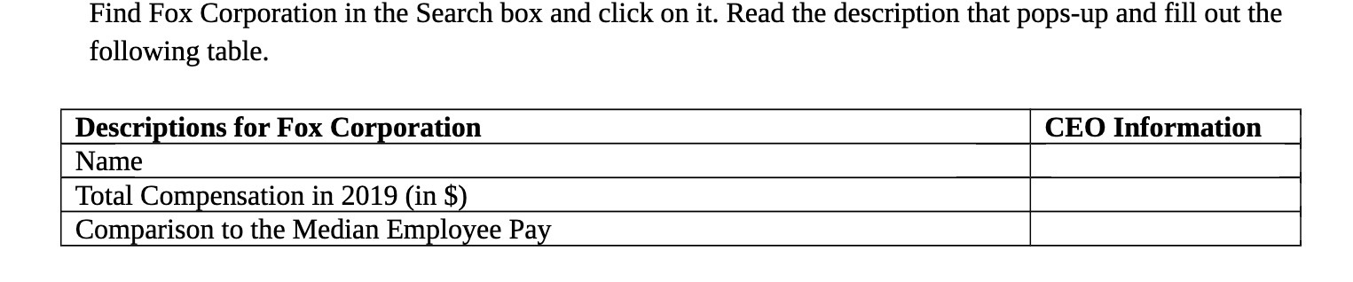 Find Fox Corporation in the Search box and click