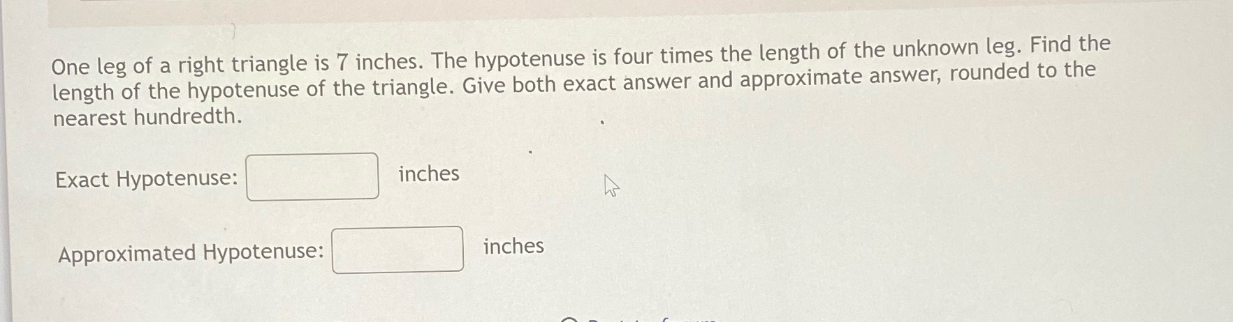 Please answer within 10 minutes One leg of a