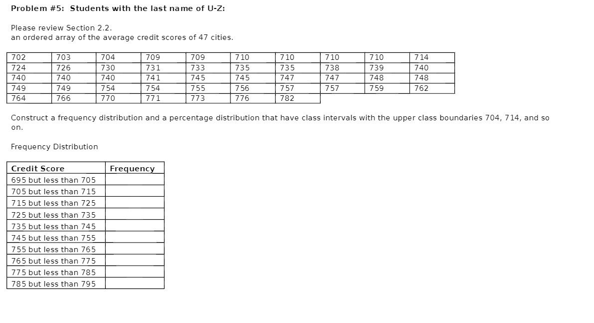 Problem #5: Students with the last name of U-Z: