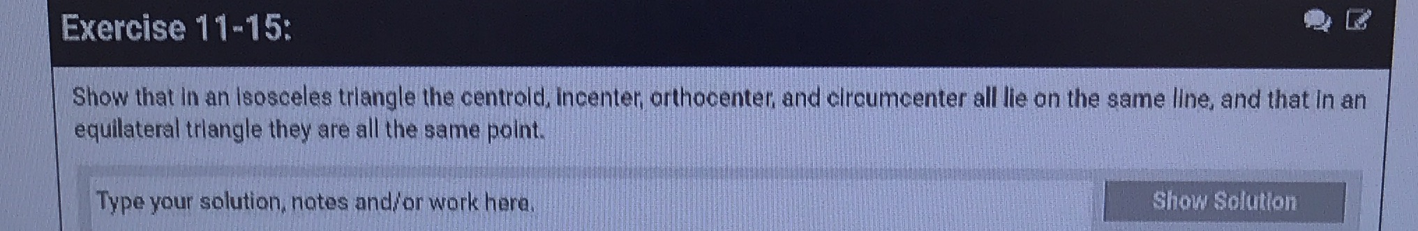 Exercise 11-15: Show that in an isosceles