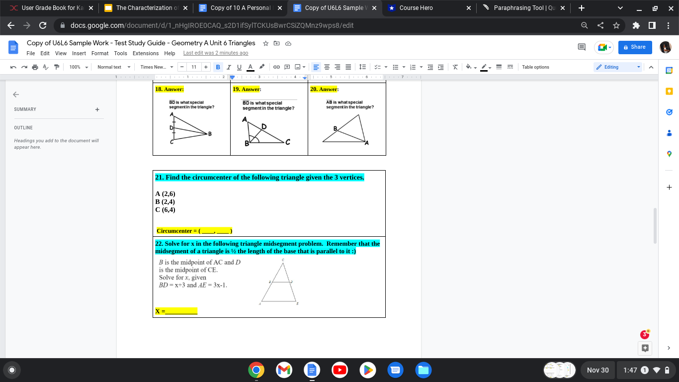 X User Grade Book for Ka x O The Characterization