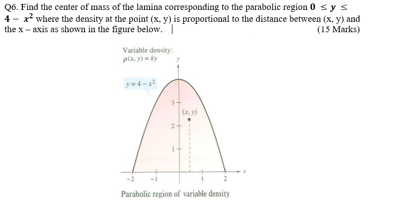Q6. Find the center of mass of the lamina