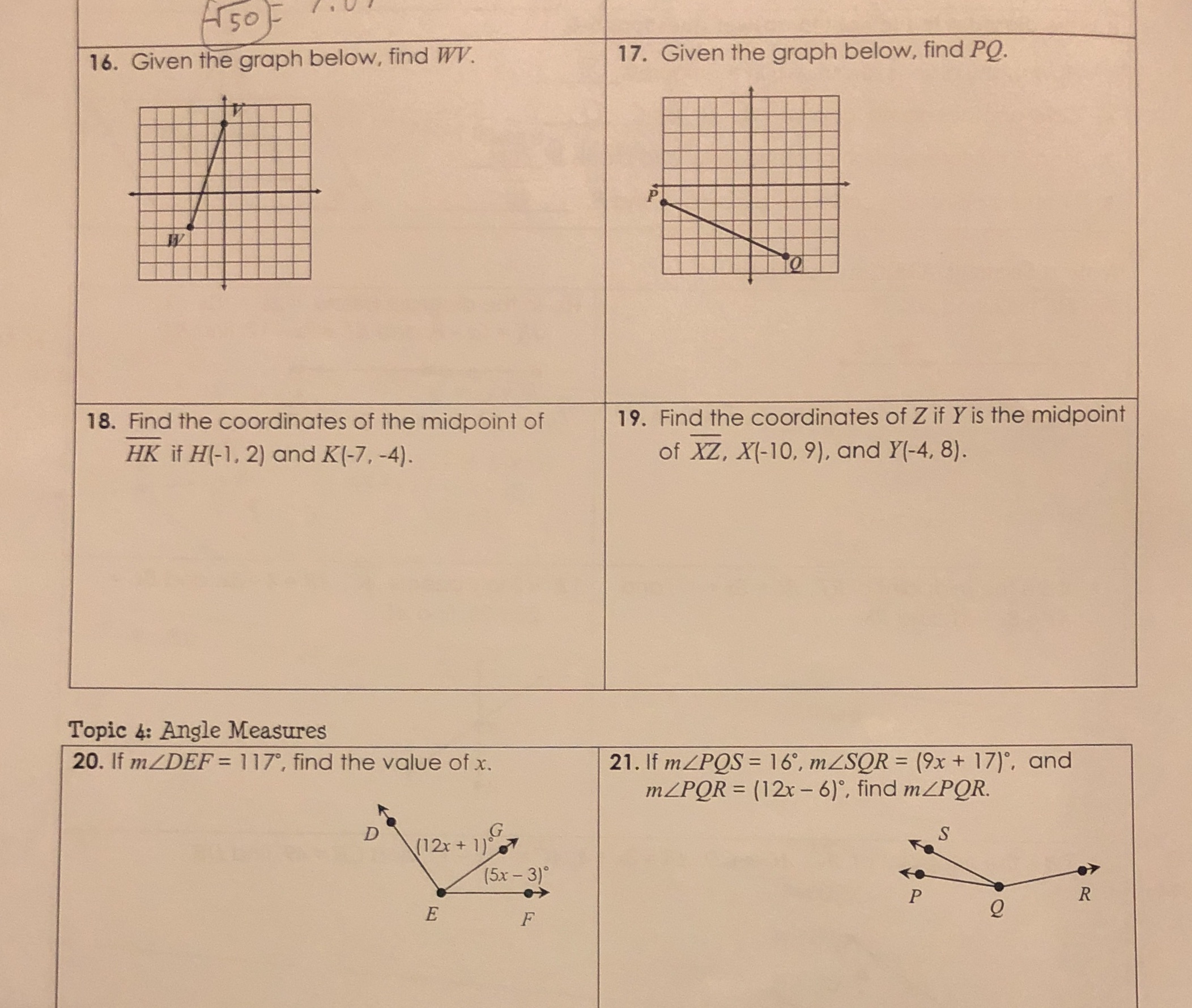 need help with these 16. Given the graph below,