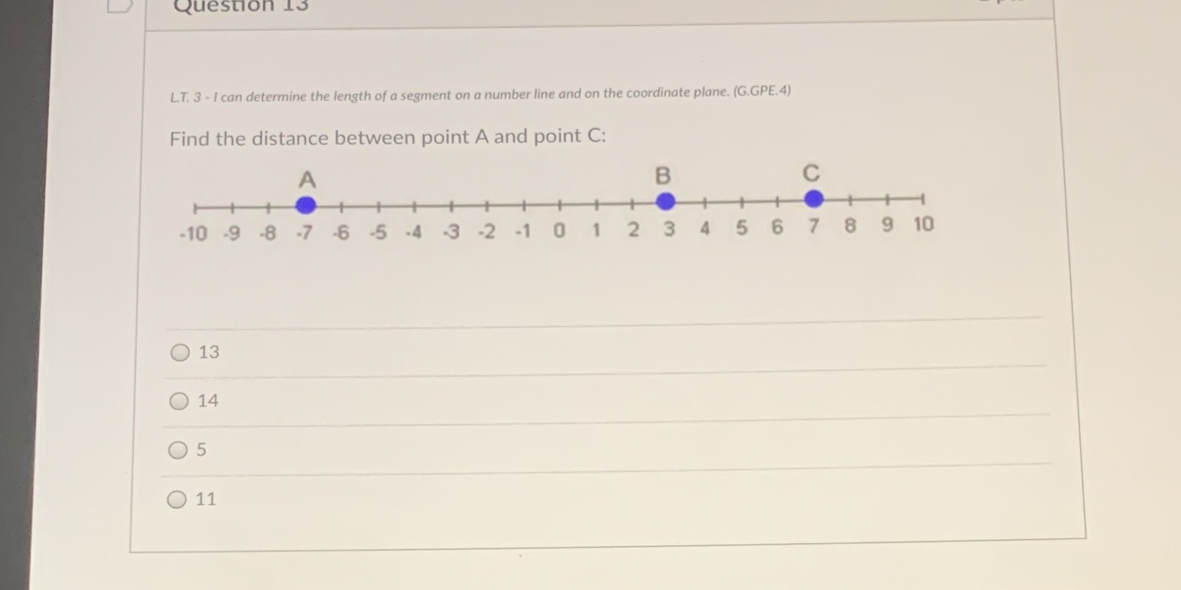 Question 15 LT. 3 - I can determine the length of
