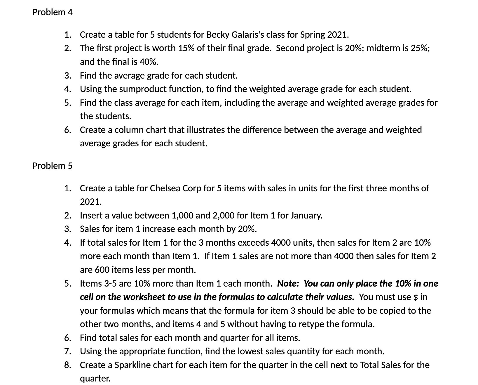 Problem 4 1. Create a table for 5 students for