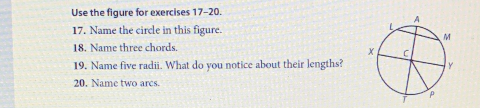Use the figure for exercises 17-20. A 17. Name