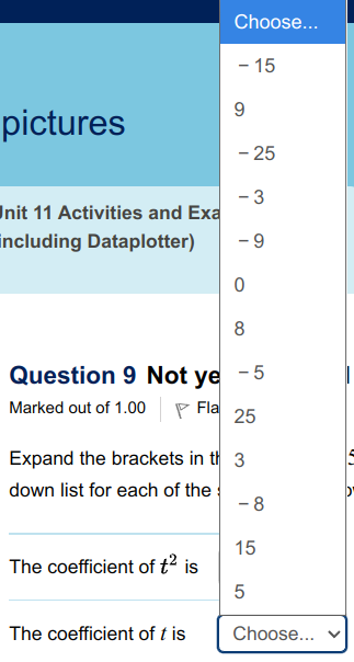 Question 9: Expand the brackets in the expression