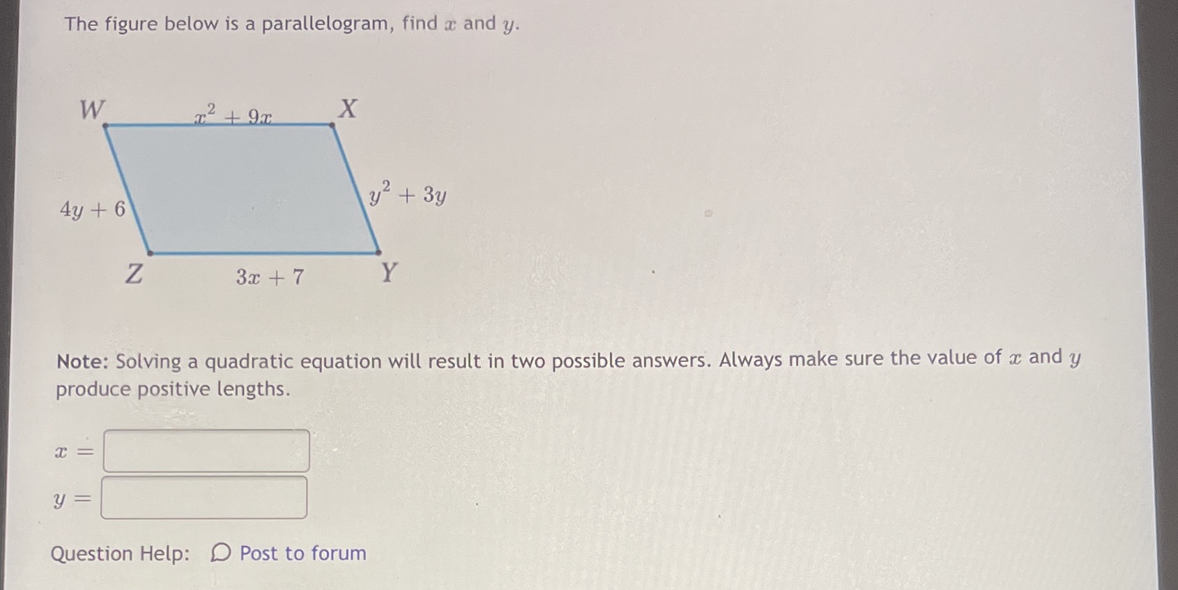 The figure below is a parallelogram, find a and