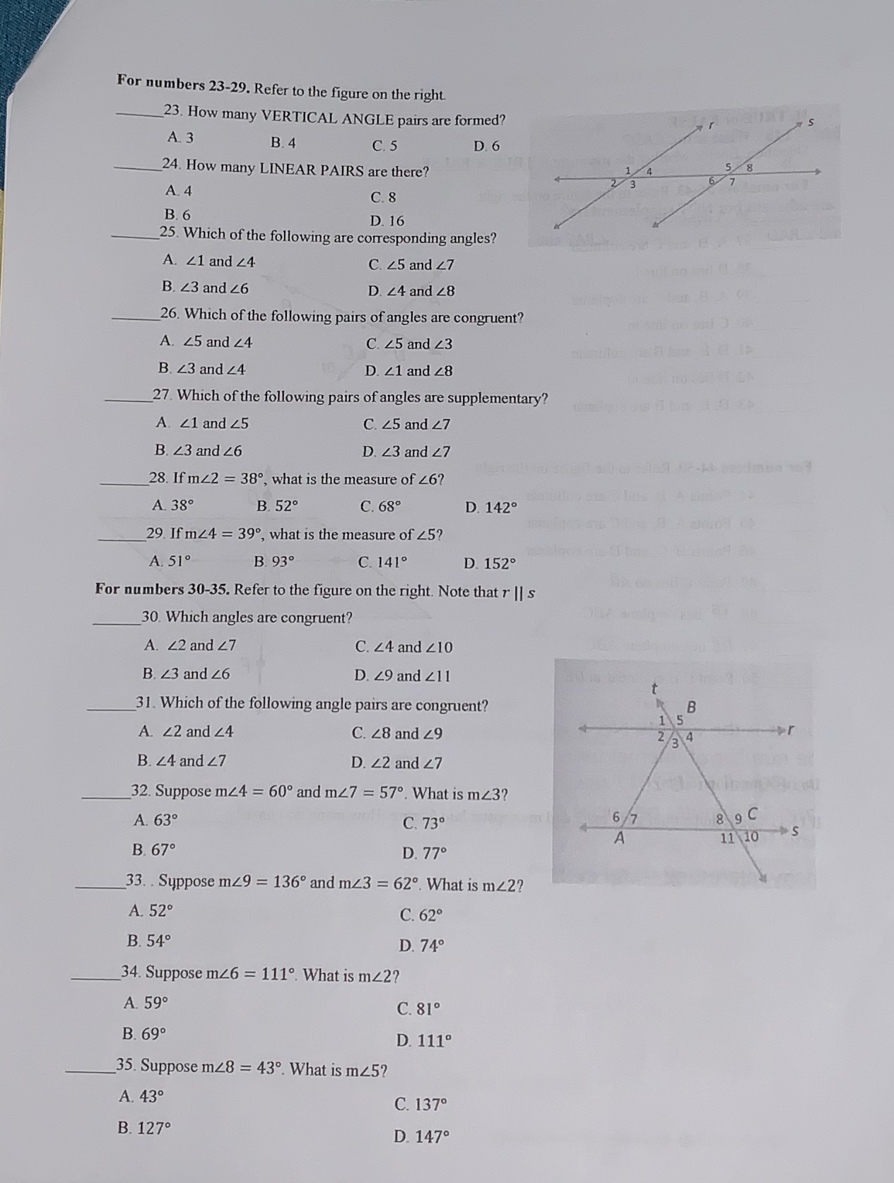 Please answer no. 23-35 thank you. For numbers