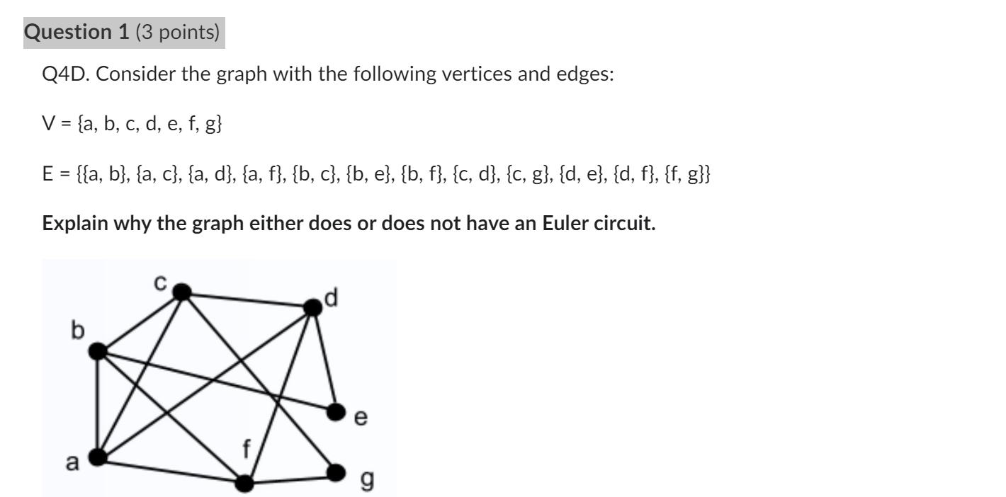 Question 1 (3 points) Q4D. Consider the graph