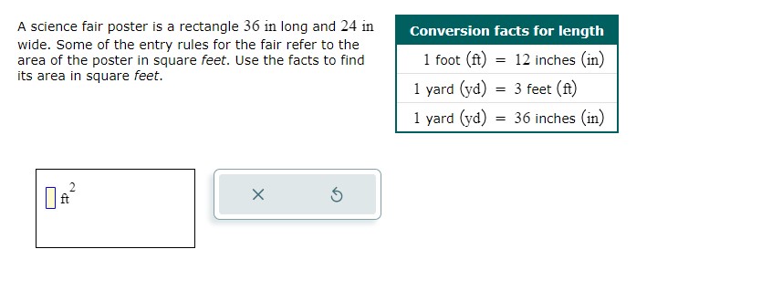 A science fair poster is a rectangle 36 in long