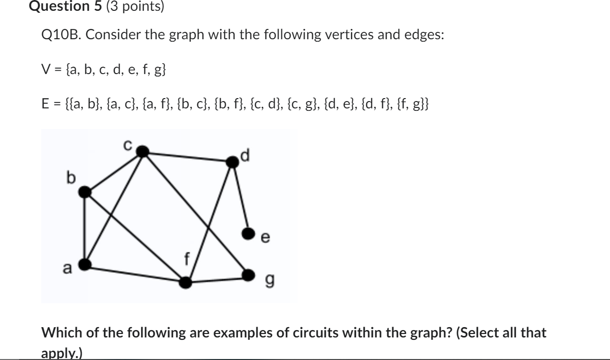 Question 1 (3 points) Q4D. Consider the graph