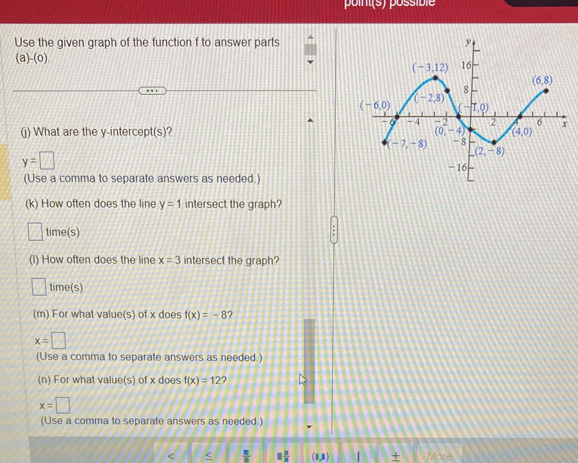 J,K,L,M,N? point(s) p Use the given graph of the