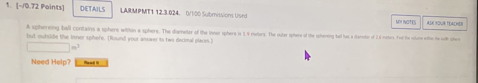 A sphereing ball contains a sphere within a