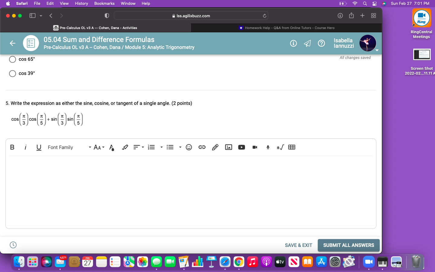 Write the expression as either the sine, cosine,