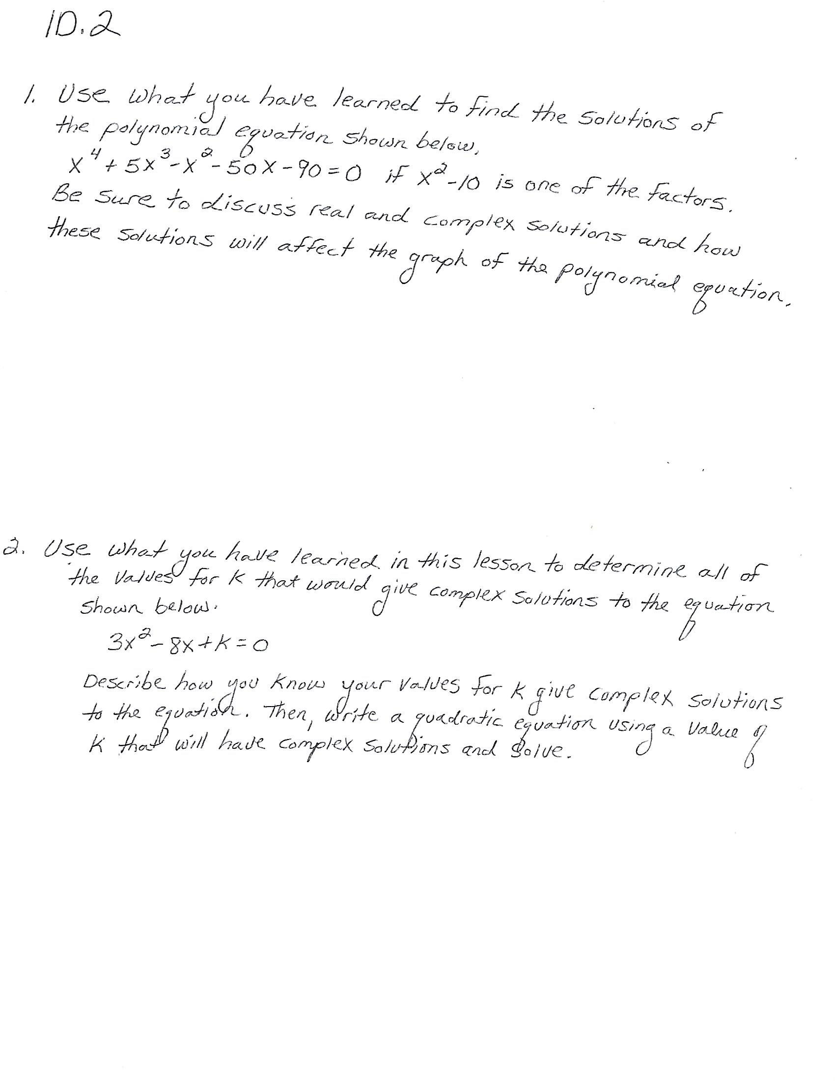 10.2 1 . Use what you have learned to find the