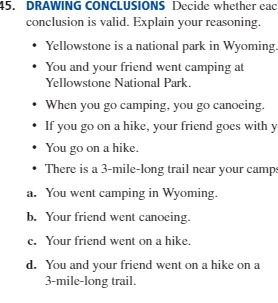 15. DRAWING CONCLUSIONS Decide whether eac