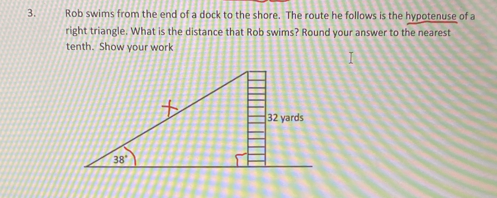 3. Rob swims from the end of a dock to the shore.