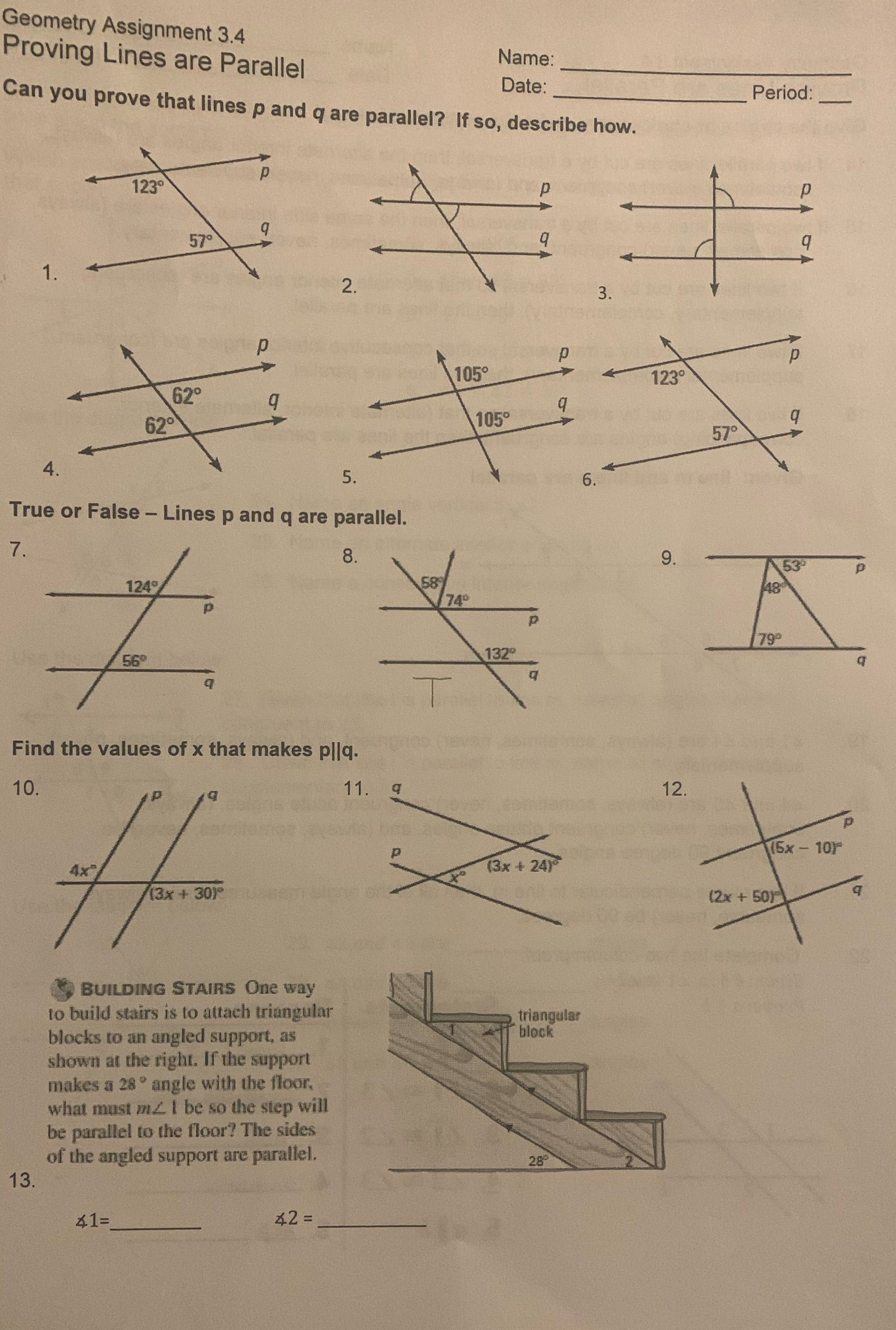 Geometry Assignment 3.4 Proving Lines are