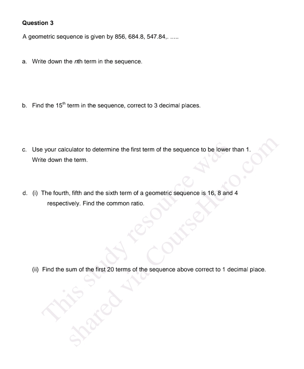 how to solve this question Question 3 A geometric