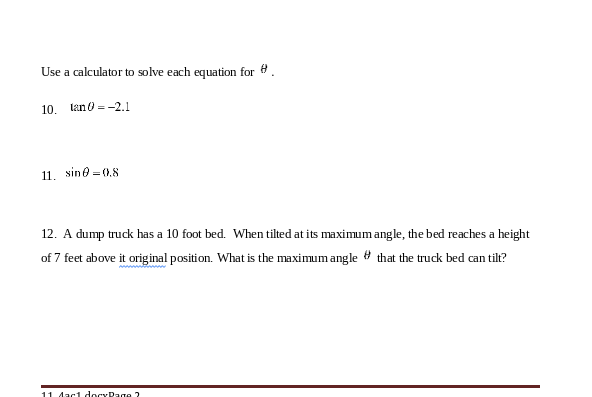 Activity 11.4 Inverse Trigonometric Functions