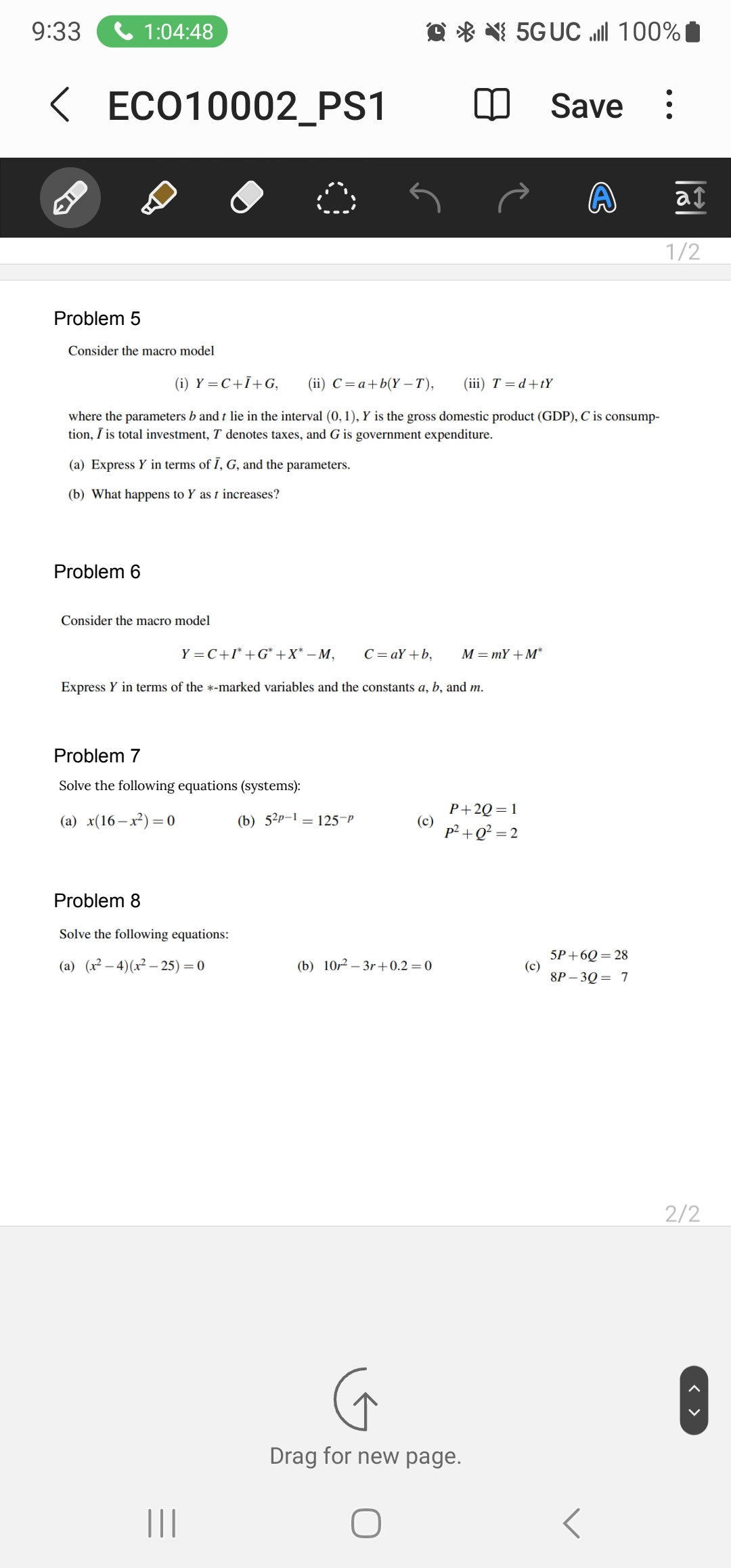 word Slovee all the these equations in paper hand