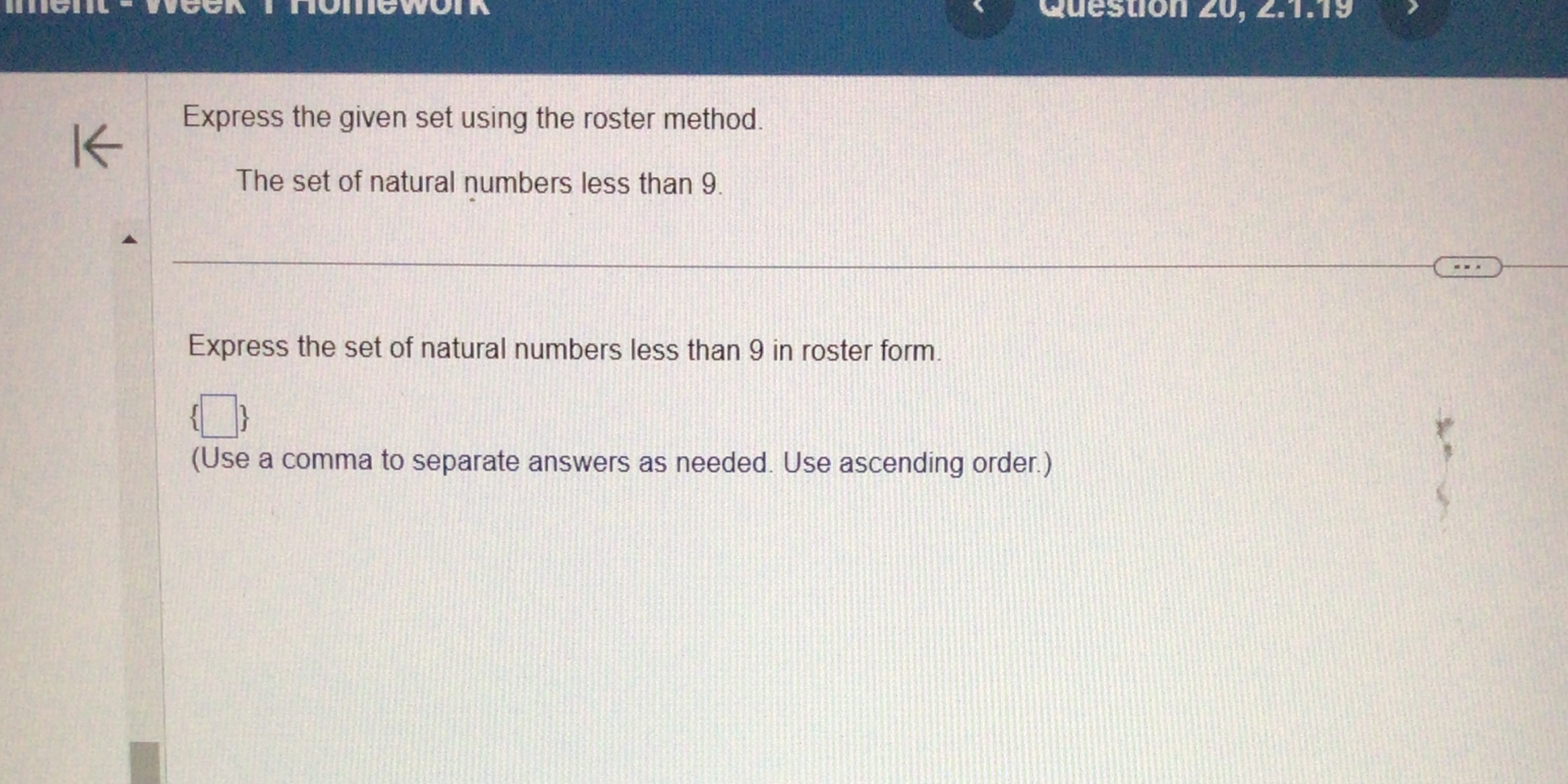 Question 20, 2.1.19 Express the given set using