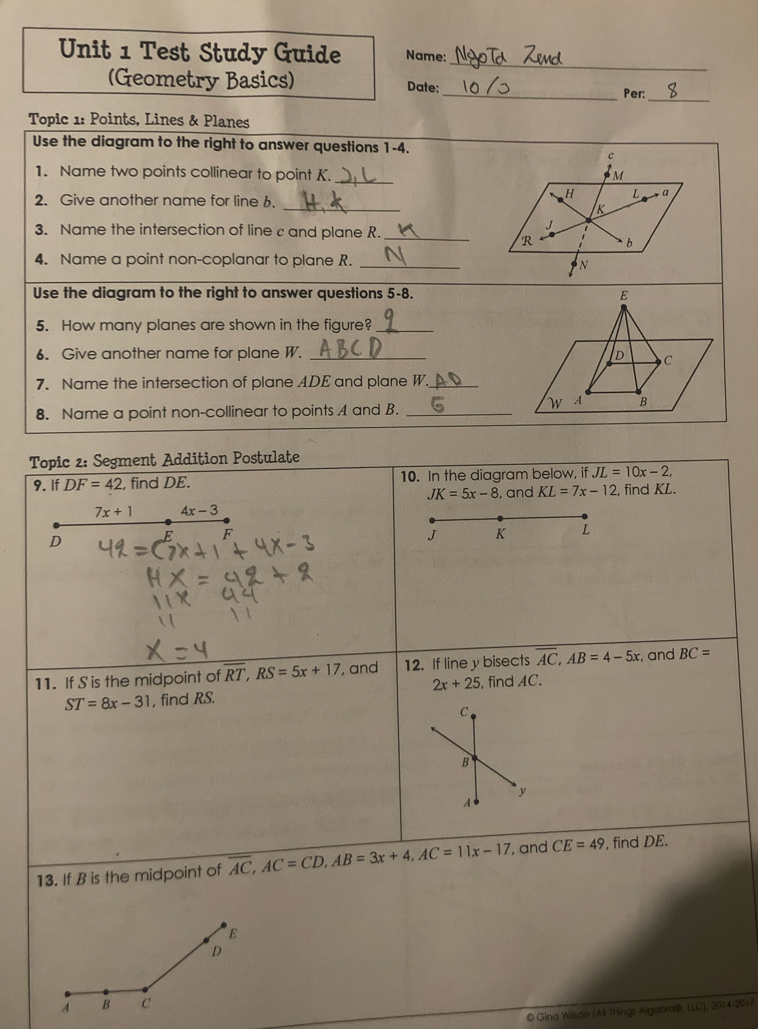 Unit 1 Test Study Guide Name: NeoTa Zend