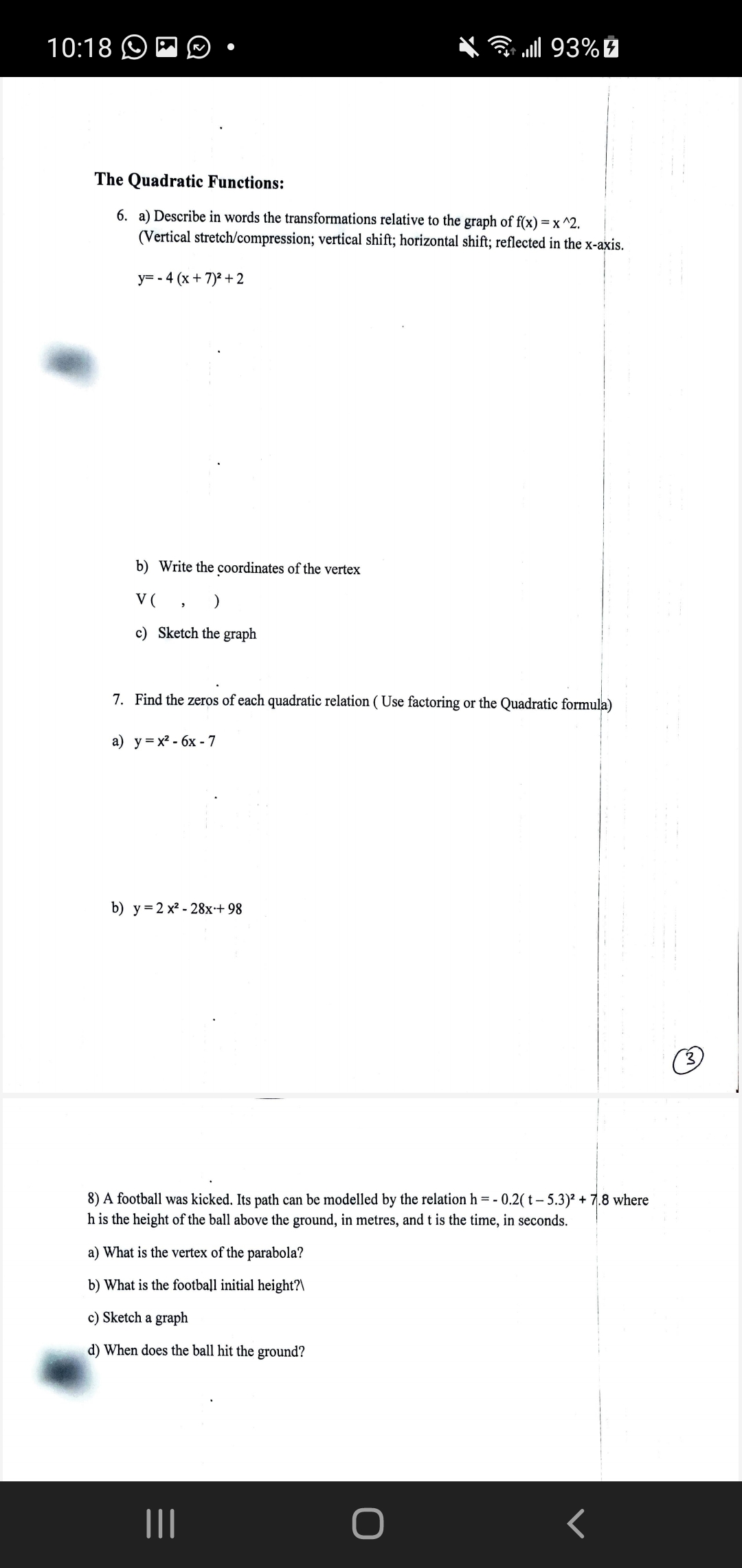 x' a? ...II 93%| F The Quadratic Functions: l 6.