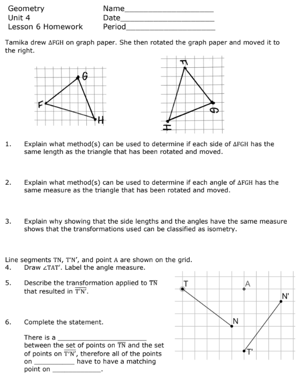 GEO Geometry Name Unit 4 Date Lesson 6 Homework