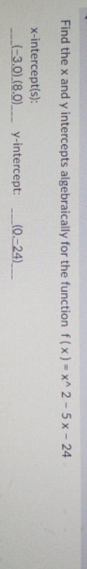 find x and y intercepts? \f
