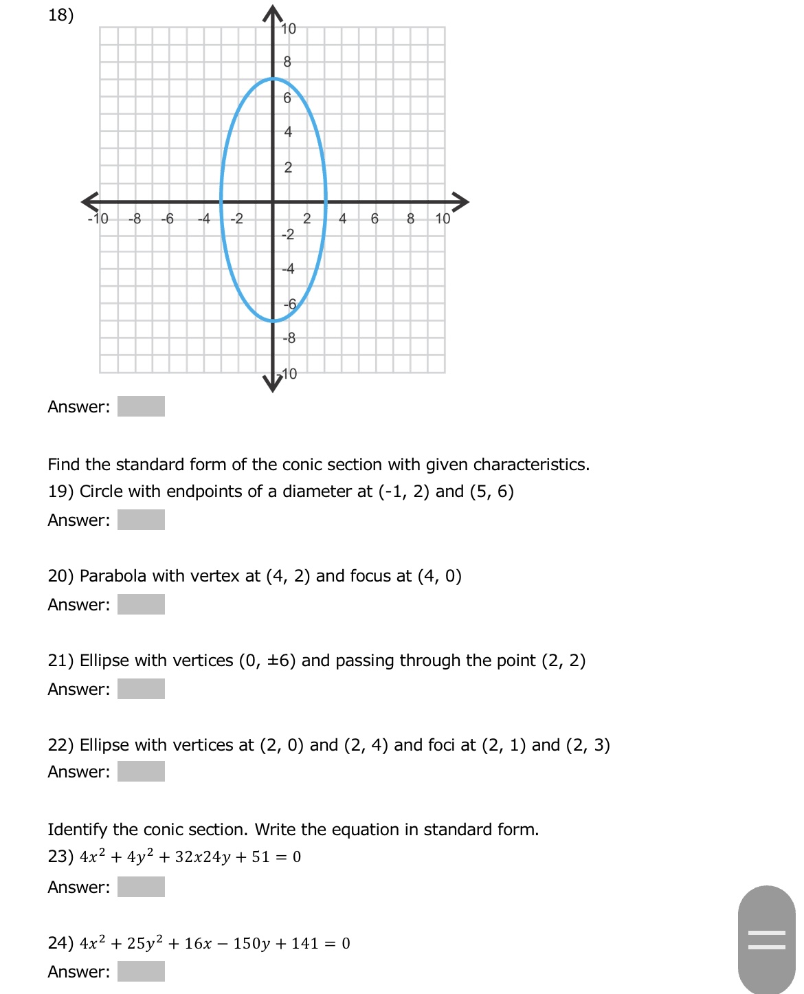 Identify the center and radius of each. Then, on