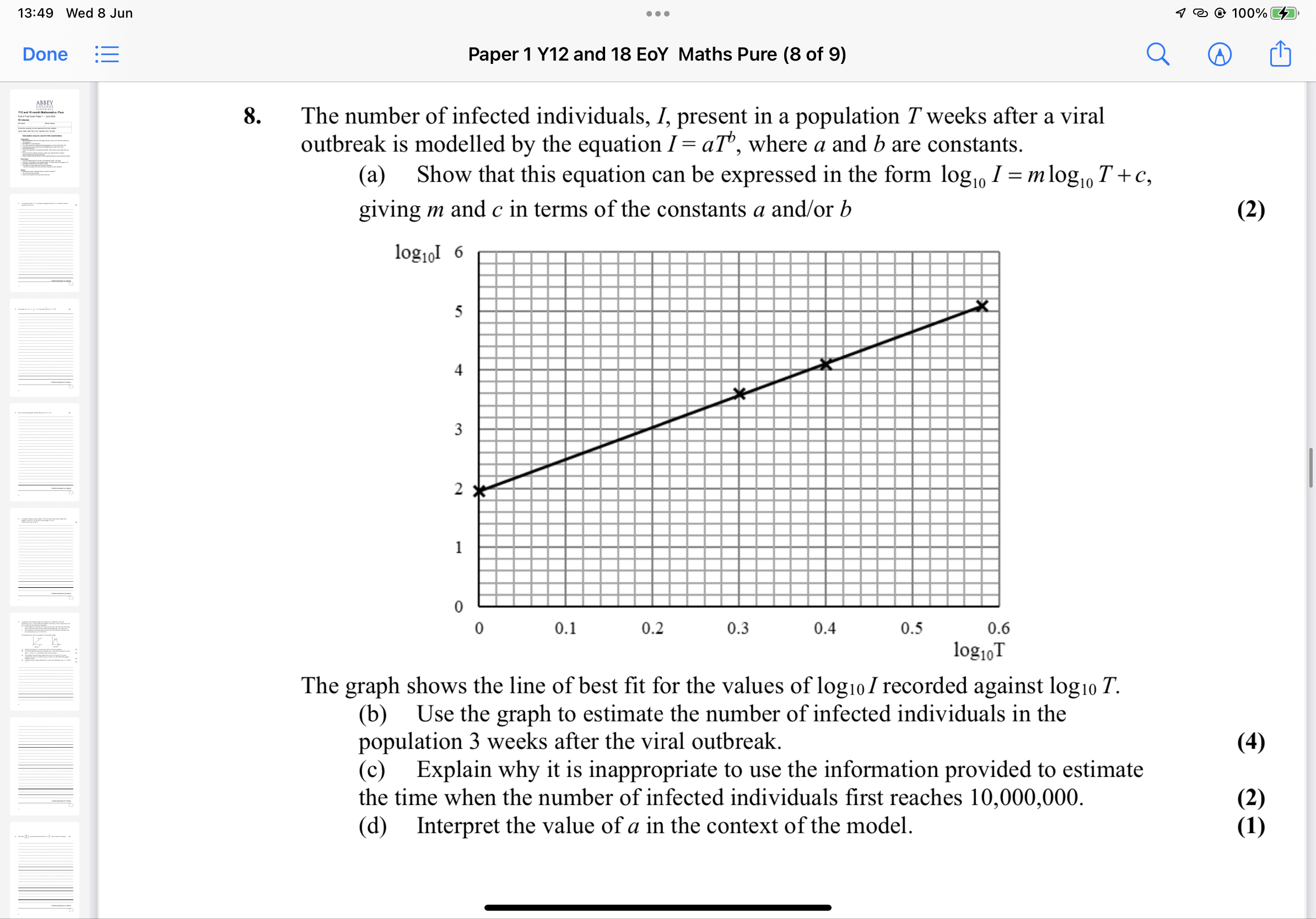 13:49 Wed 8 Jun . . 1 @ @ 100% Done Paper 1 Y12