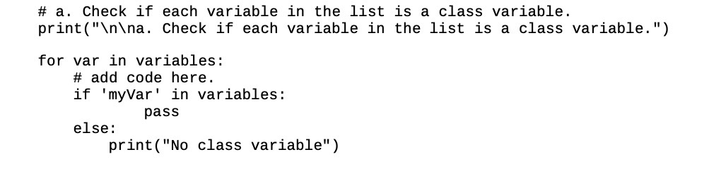 # a. Check if each variable in the list is a