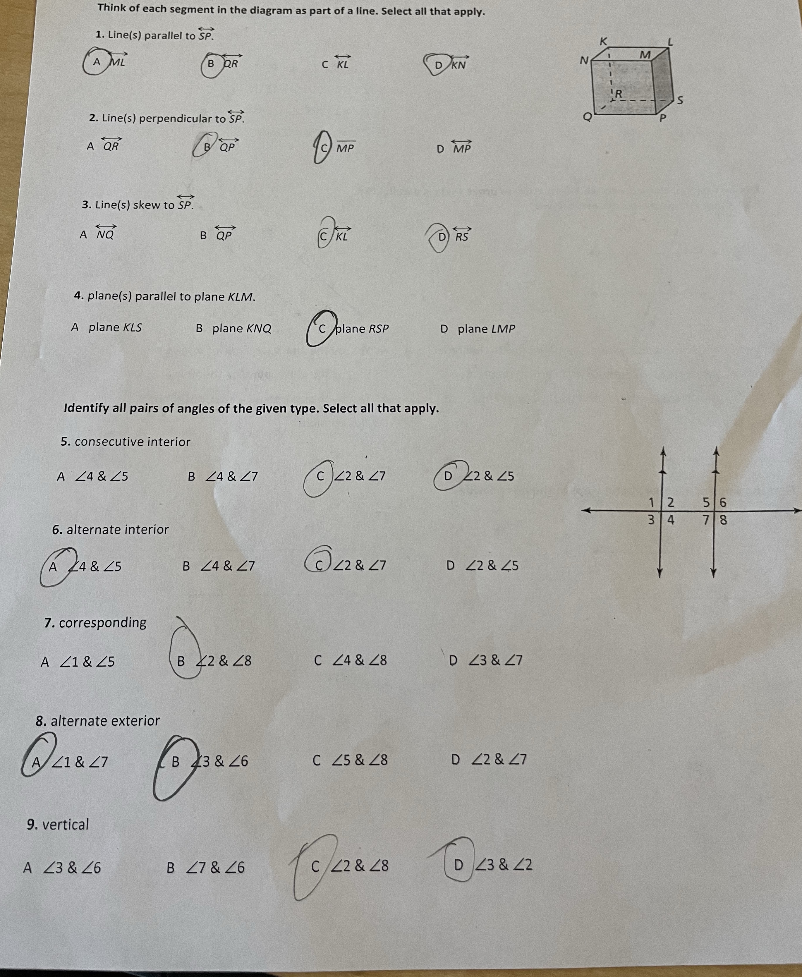 Show me the correct answer please Think of each