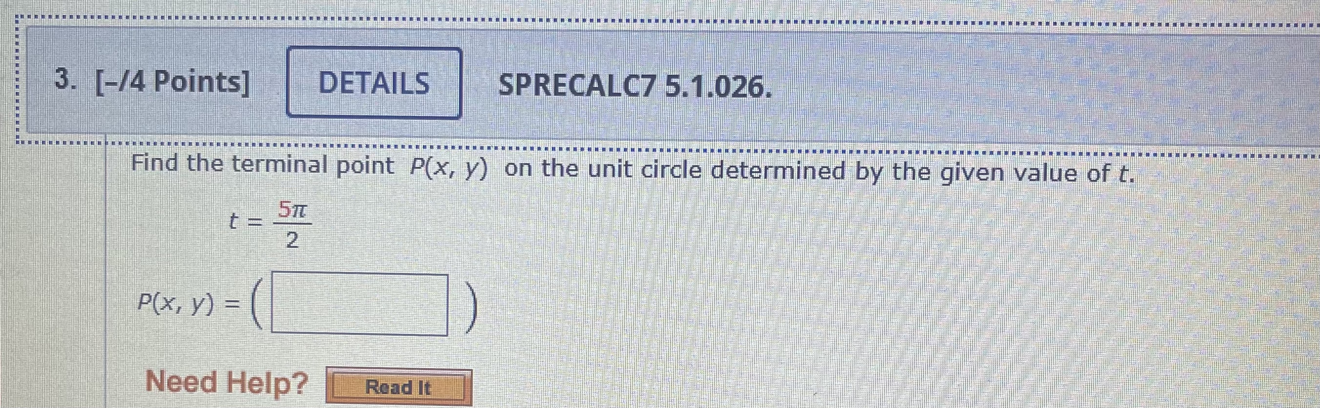 3. [-/4 Points] DETAILS SPRECALC7 5.1.026. Find