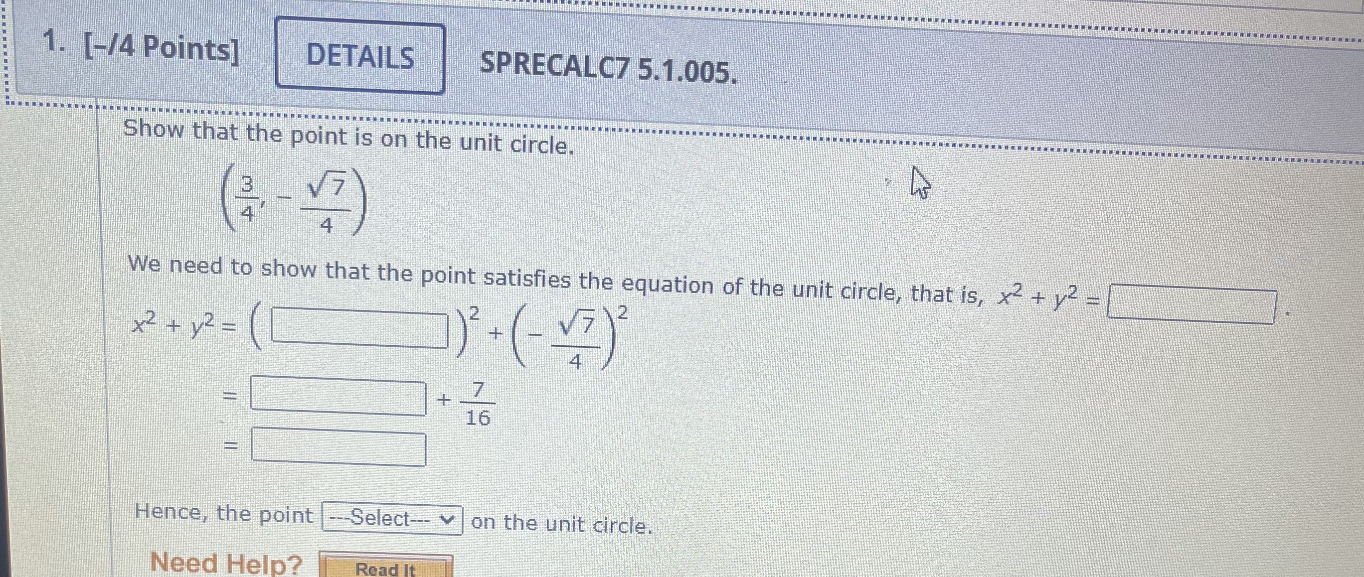 3. [-/4 Points] DETAILS SPRECALC7 5.1.026. Find