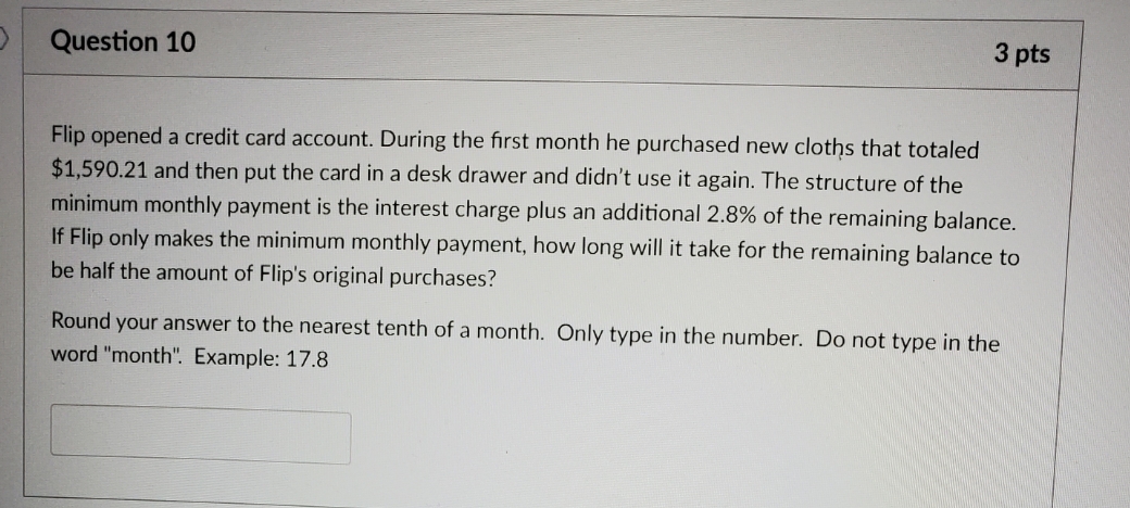 Flip opened a credit card account. During the