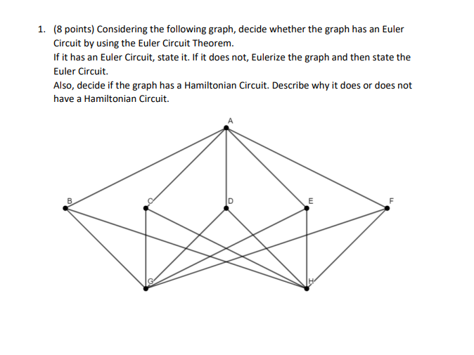 1. (8 points) Considering the following graph,