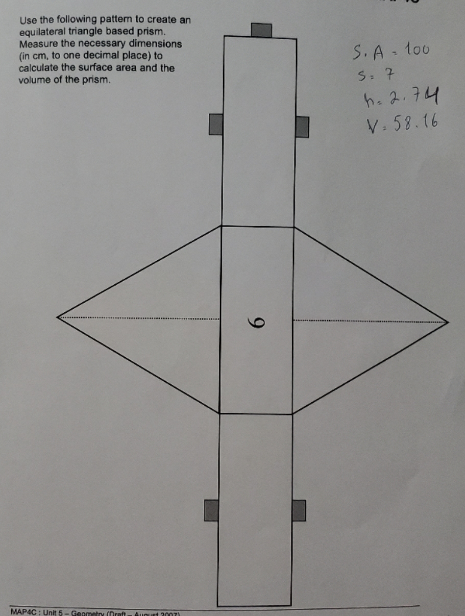 Triangular prism pattern Use the following