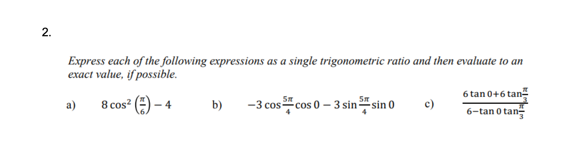 \fExpress each of the following expressions as a