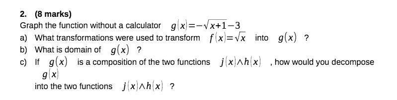 2. (8 marks) Graph the function without a