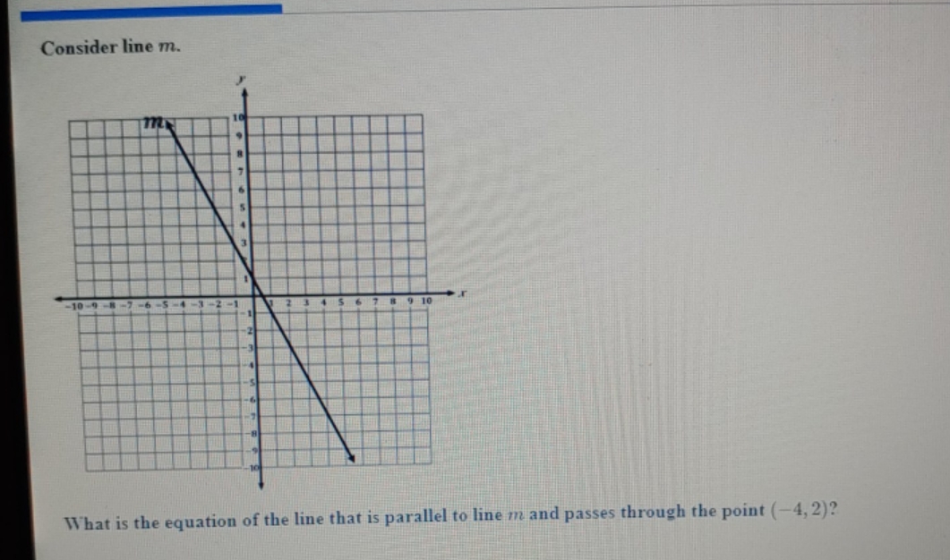 parallel lines Consider line m. m 4-8 -7-6 -5 S