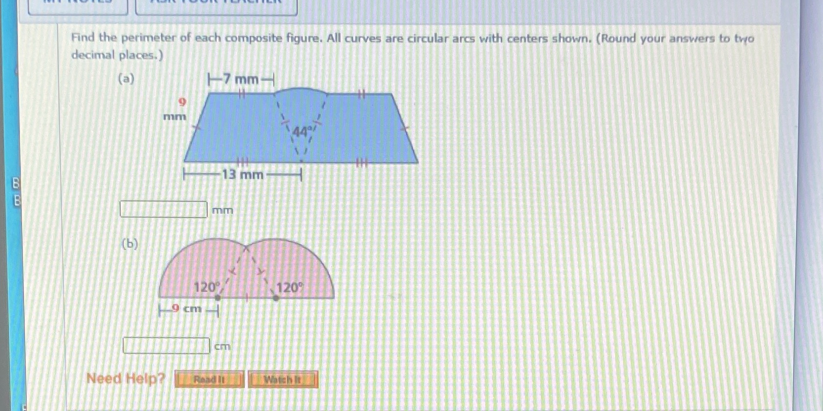 Find the perimeter of each composite figure. All