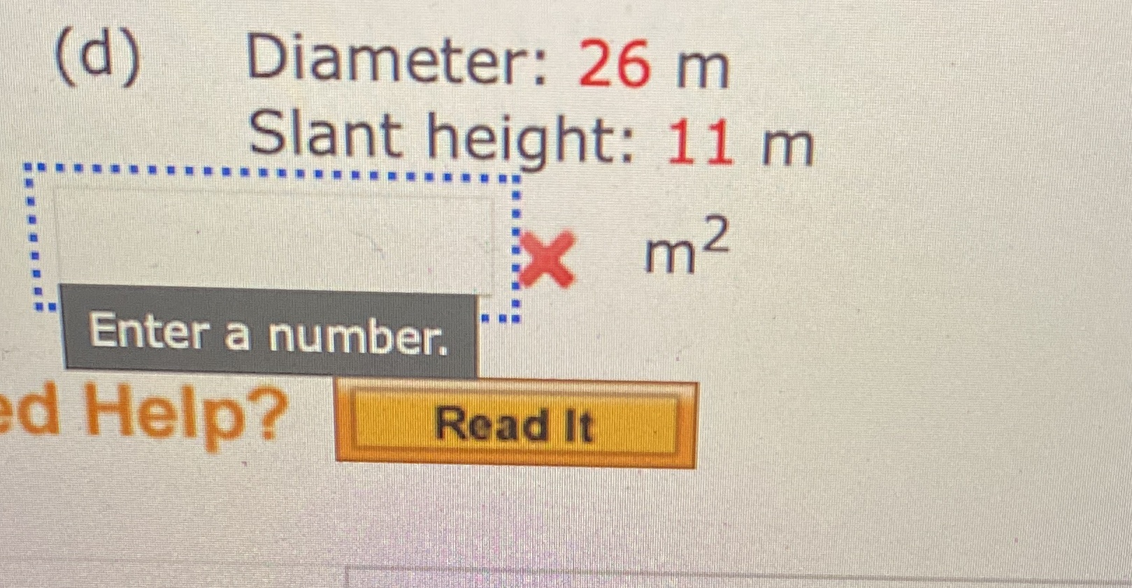 What is the surface area of the cone given with