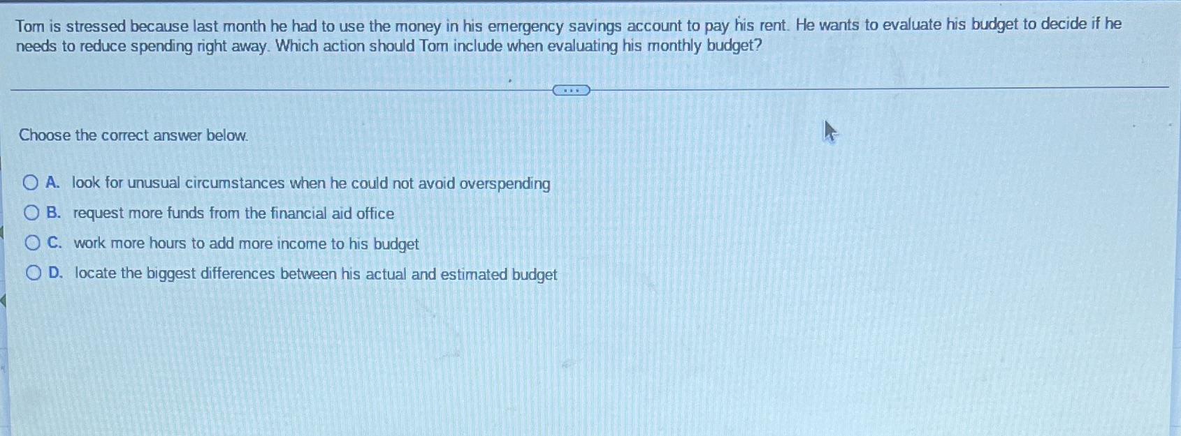 Tom is stressed because last month he had to use