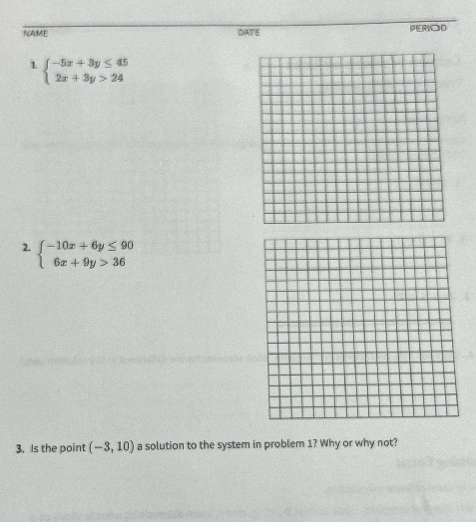 solve 1-3 and show work NAME DATE PERIOD -5x 4 By