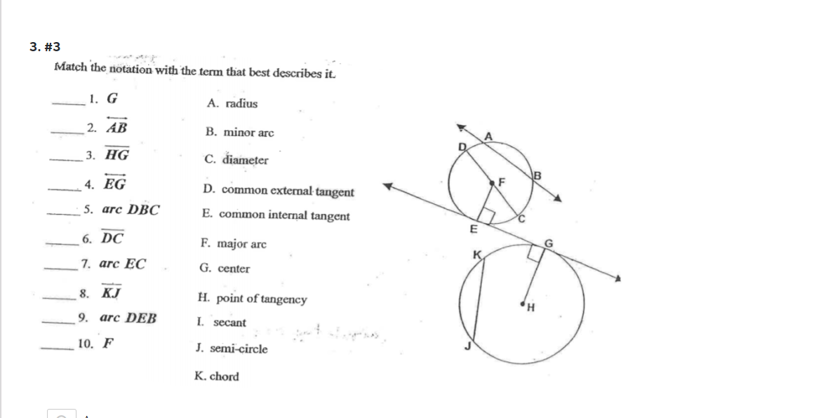 please show each answer clearly 3. #3 Match the