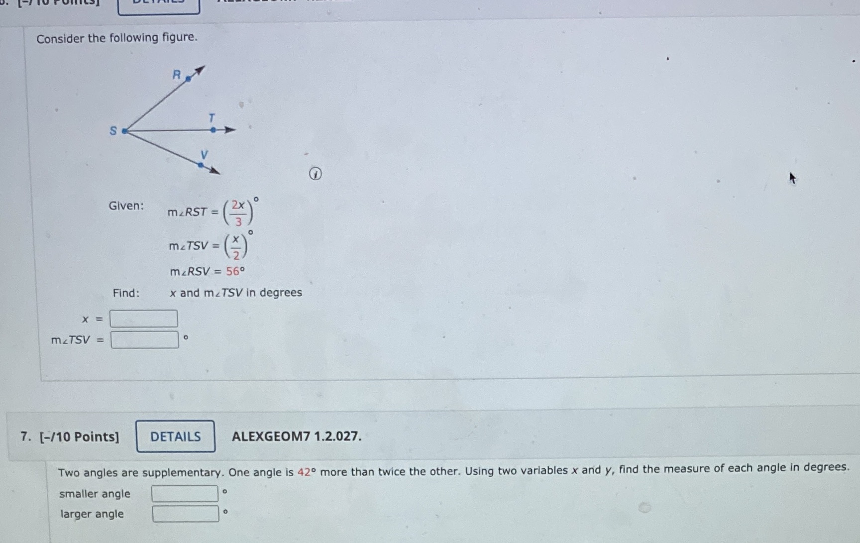 Consider the following figure. R S Given: MLRST =