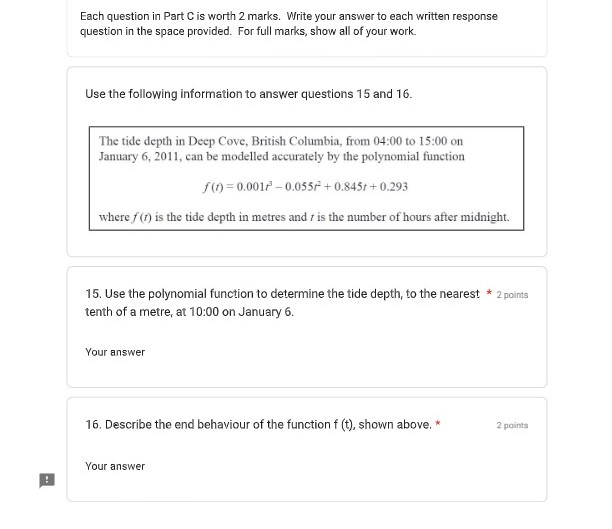 Each question in Part A is worth 2 marks. Read